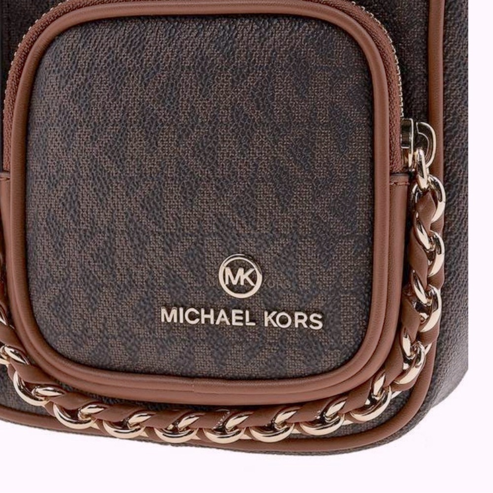 Michael Kors Crossbody Bag ~ Camera Bag ~ Elliot Brown Small Logo Cross Bag NWT - Picture 2 of 13